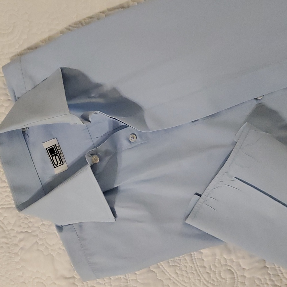 STEVEN LAND French Cuff Long Sleeves Dress Shirt Light Blue 16 32/33